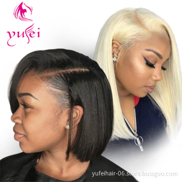 Wholesale Brazilian Hair HD Lace Front Bob Wigs For Black Women Cheap Short Bob Transparent Hd Lace Human Hair Wigs